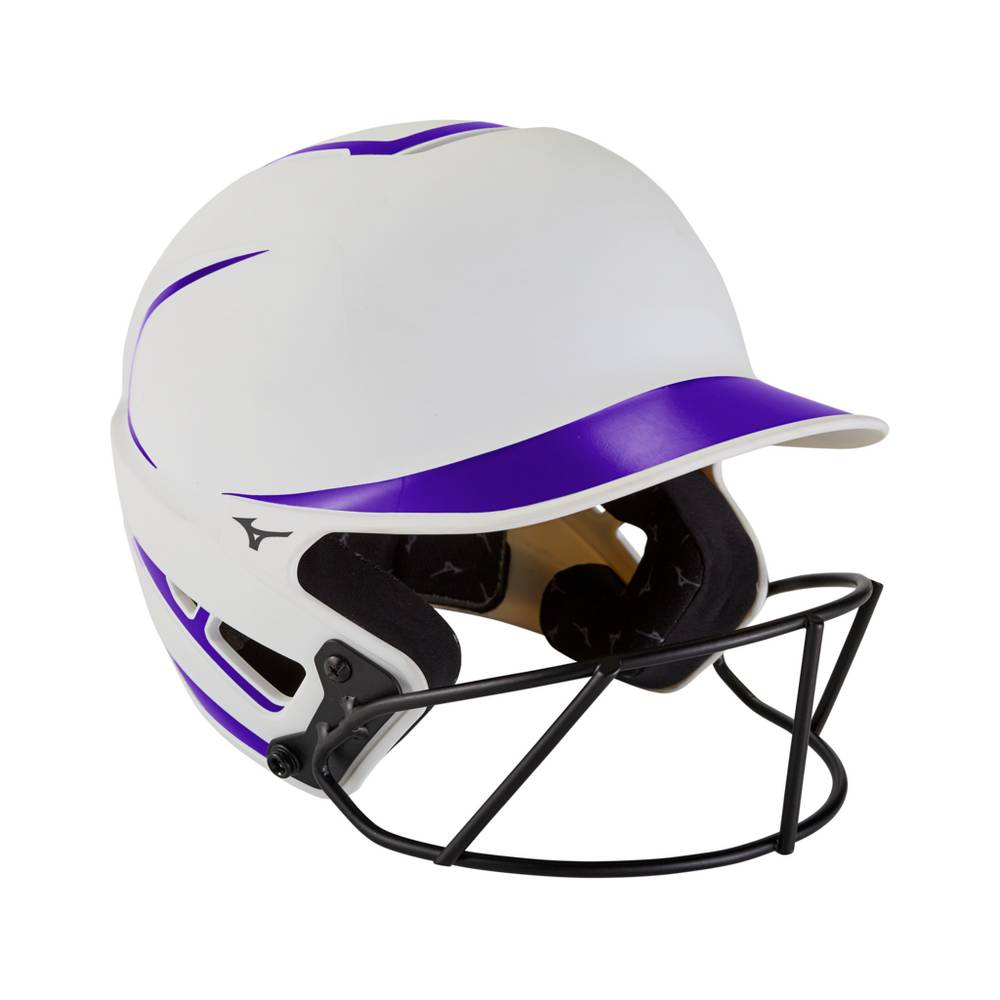 Womens Mizuno F6 Fastpitch Softball Batting Helmet White/Purple Philippines (PRXHEM217)